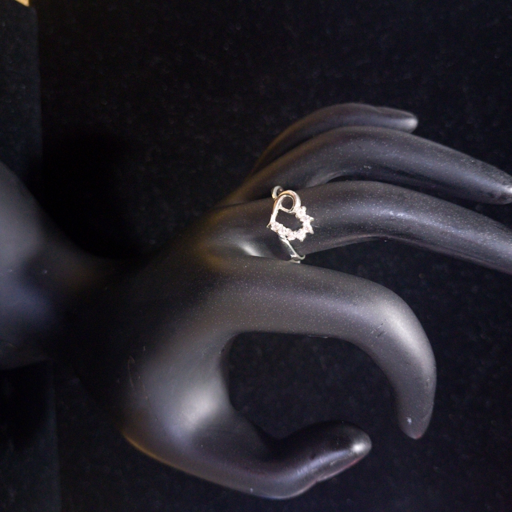 Heart Shape SS 925 Cubic Zirconia Ring Size 7.5